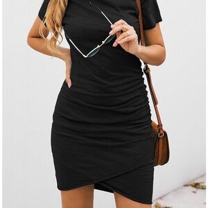 Ruched Stretchy Bodycon T-shirt Dress Sz